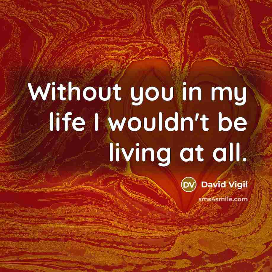 “Without you in my life I wouldn't be living at…” quote by David Vigil