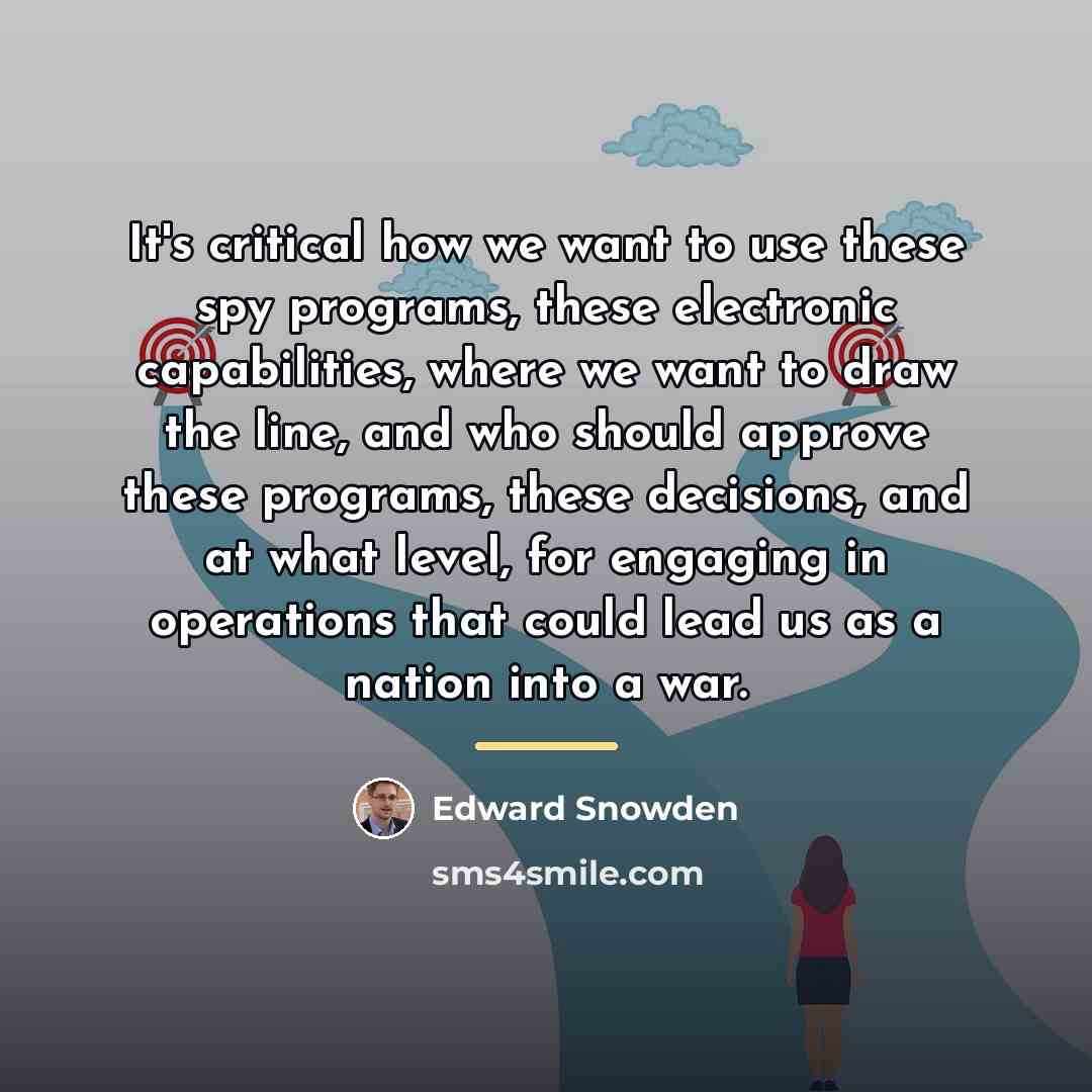 “It's critical how we want to use these spy programs,…” quote by Edward Snowden