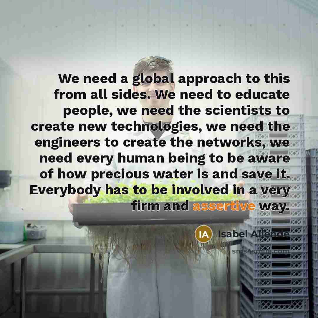 “We need a global approach to this from all sides.…” quote by Isabel Allende