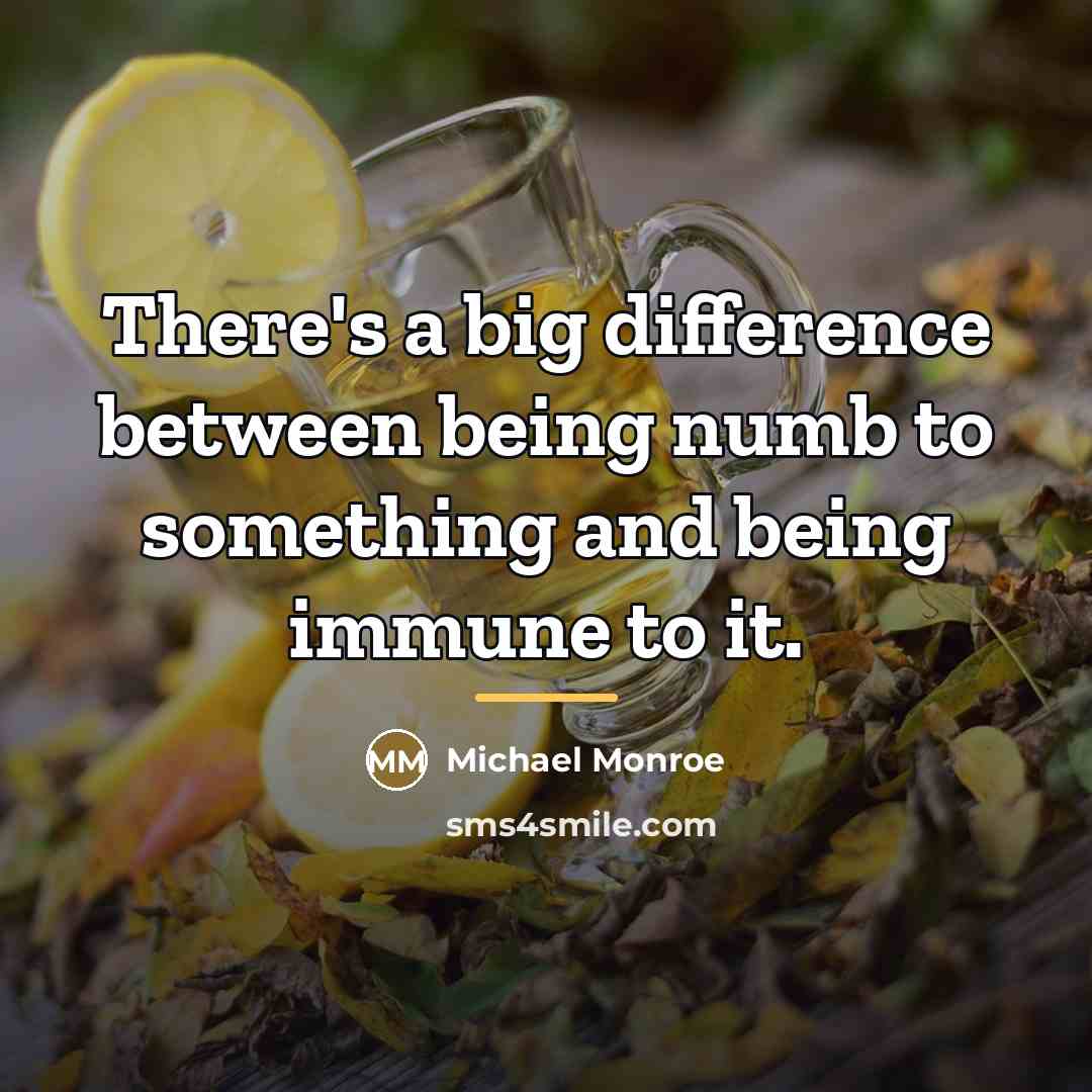 “There's a big difference between being numb to something and…” quote by Michael Monroe