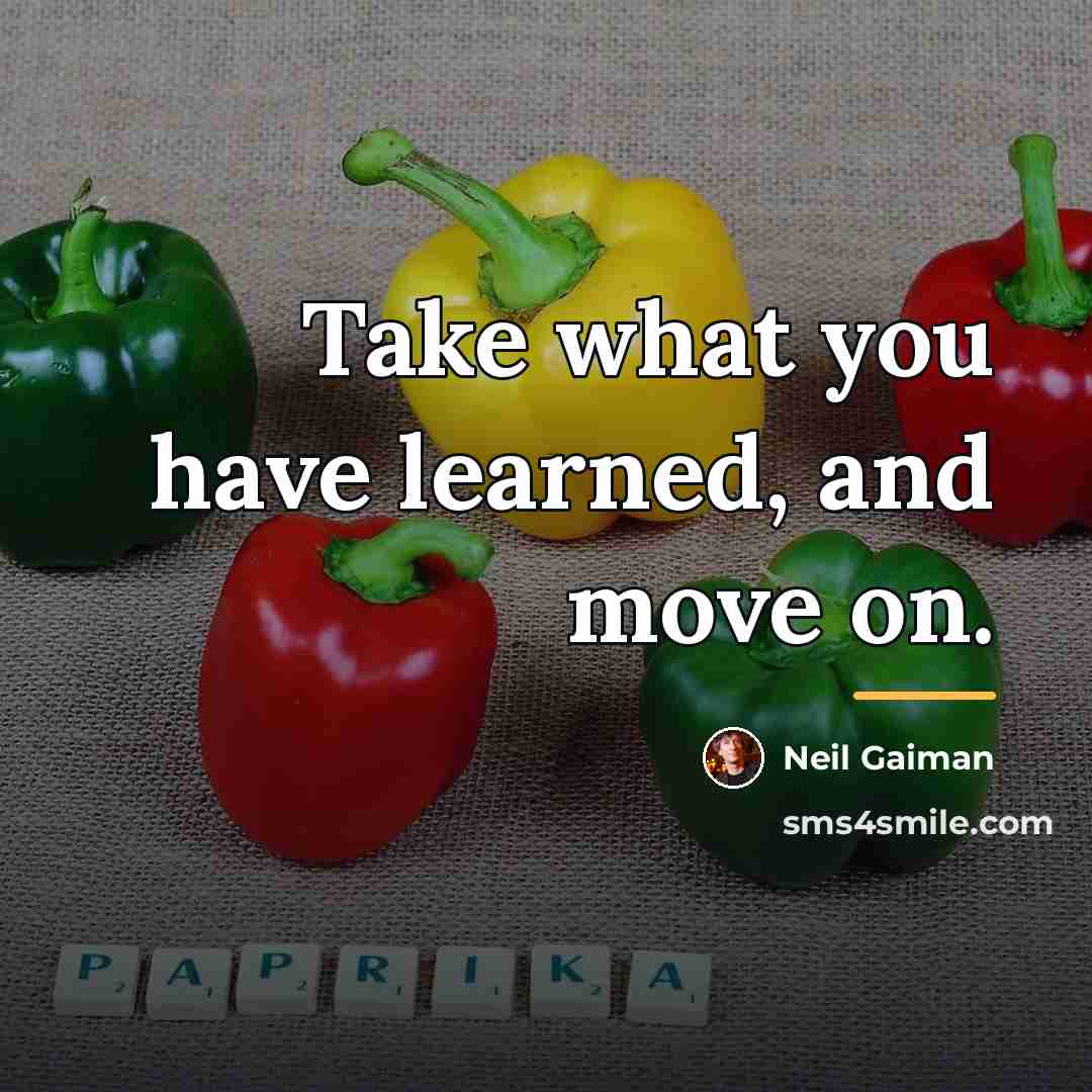 “Take what you have learned, and move on.…” quote by Neil Gaiman
