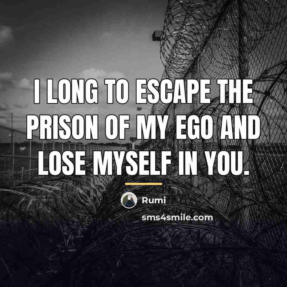“I long to escape the prison of my ego and…” quote by Rumi