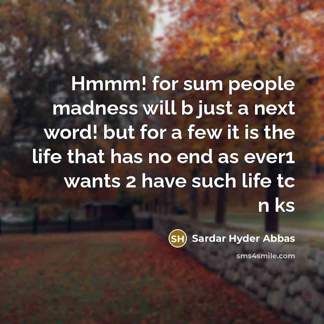 “Hmmm! for sum people madness will b just a next…” quote by Sardar Hyder Abbas