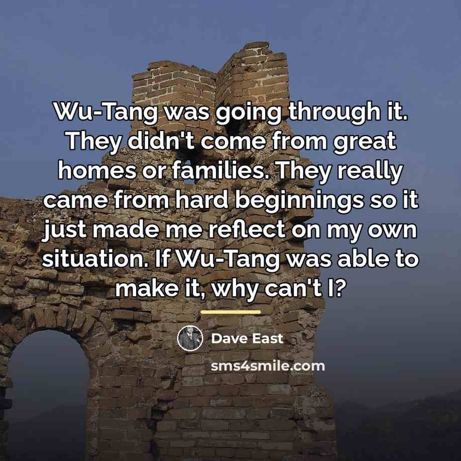 “Wu-Tang was going through it. They didn't come from great…” quote by Dave East