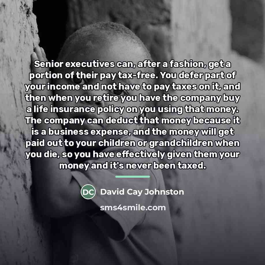 “Senior executives can, after a fashion, get a portion of…” quote by David Cay Johnston