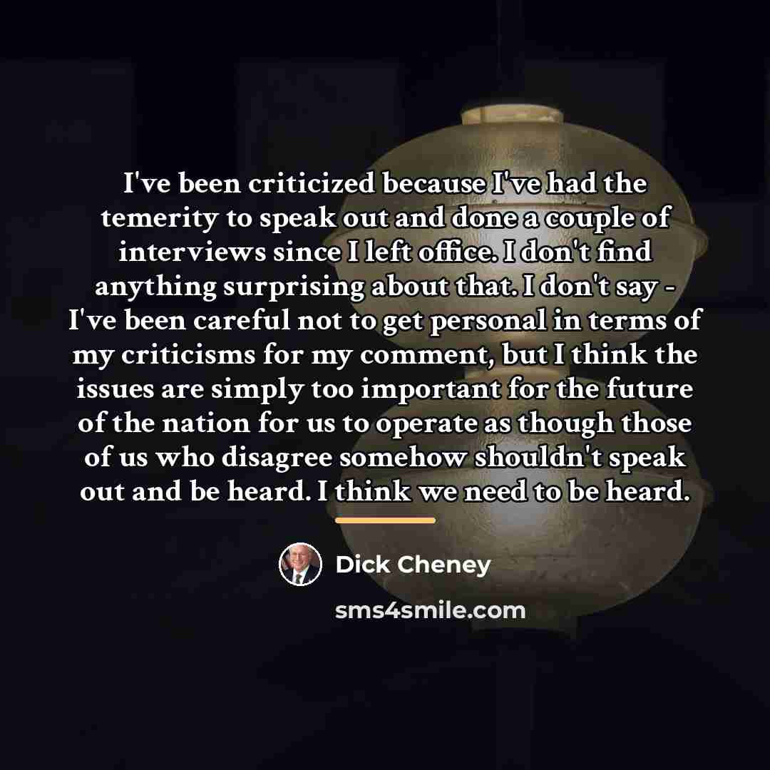 “I've been criticized because I've had the temerity to speak…” quote by Dick Cheney