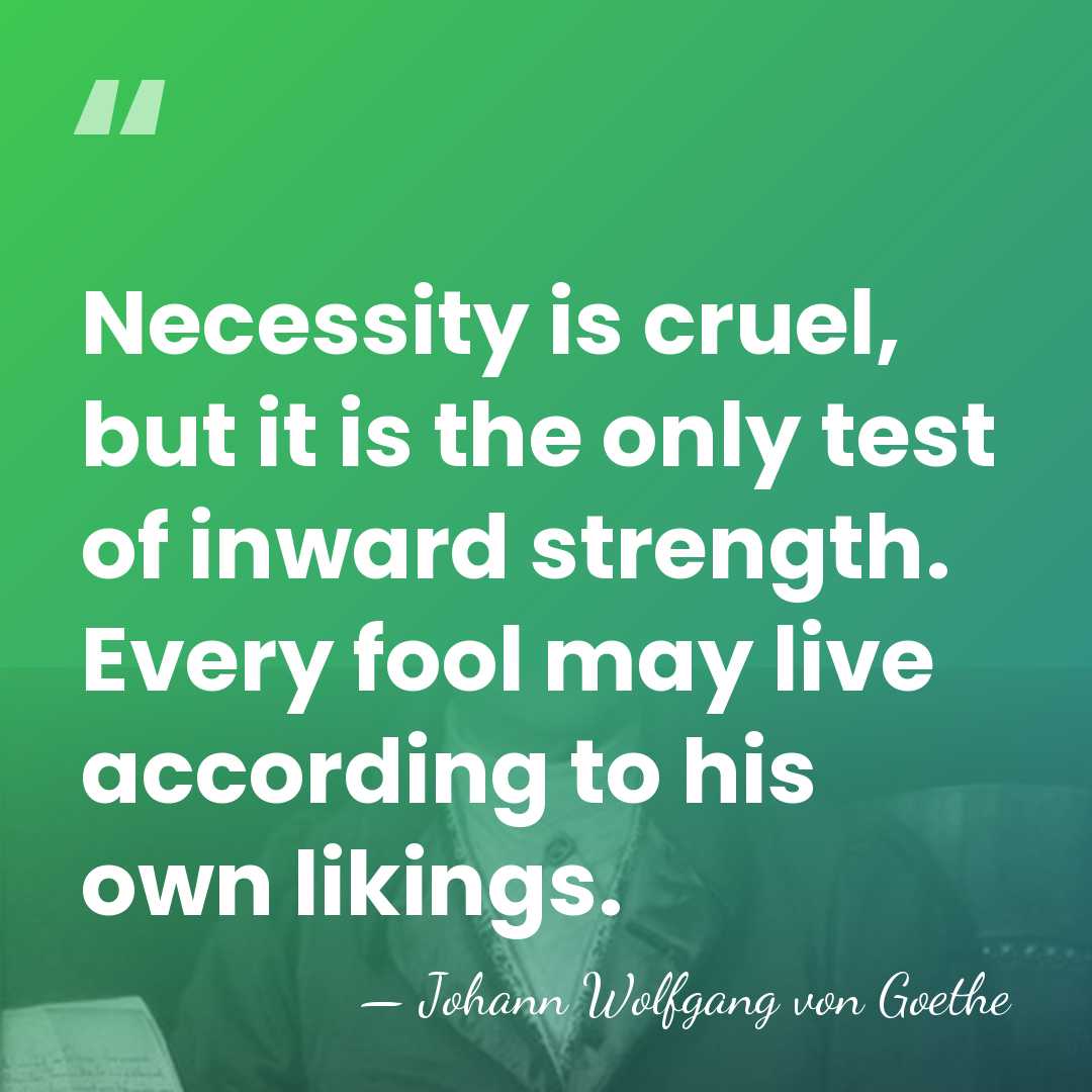 Necessity is cruel, but it is the only test of inward strength.&hellip; - Johann Wolfgang von Goethe