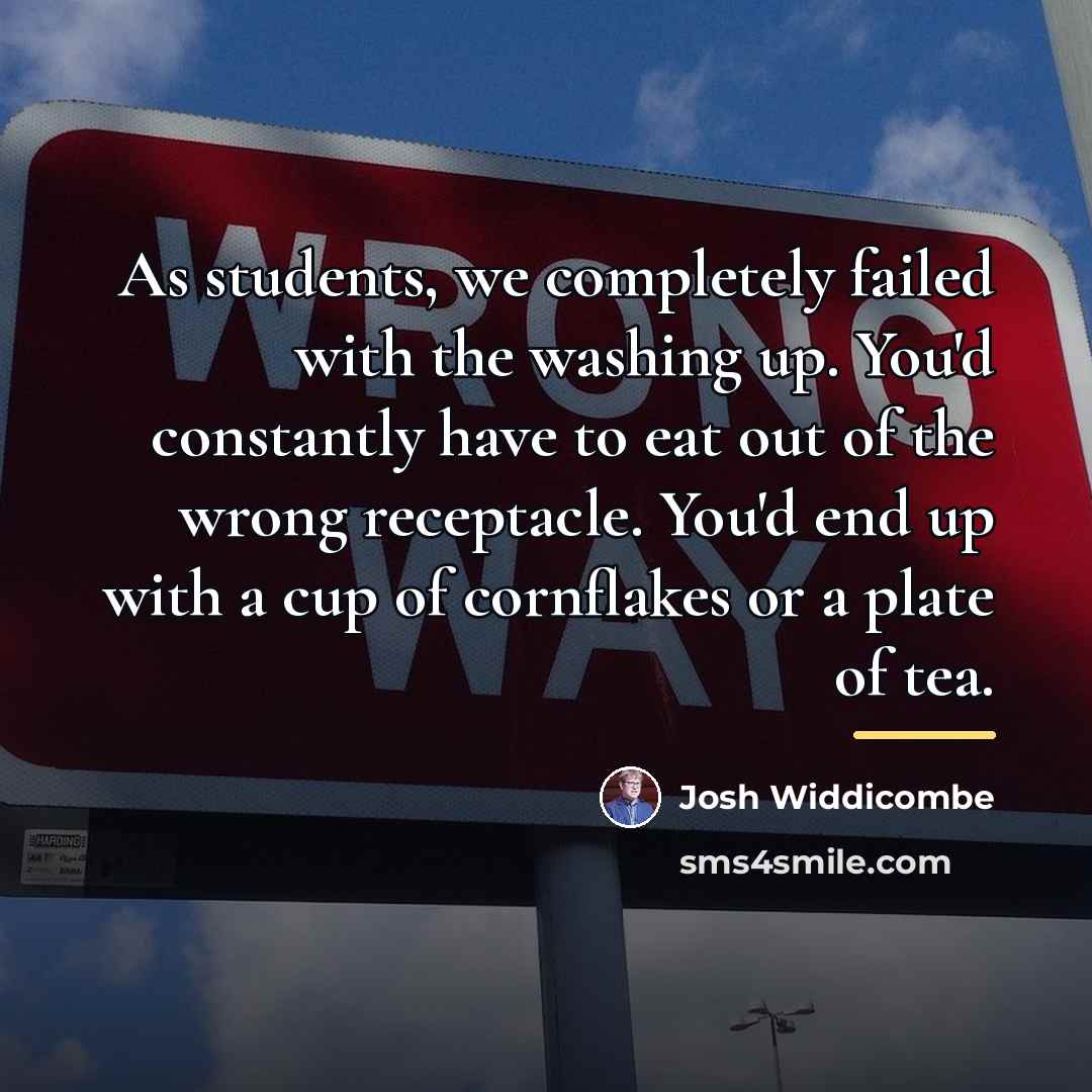 “As students, we completely failed with the washing up. You'd…” quote by Josh Widdicombe