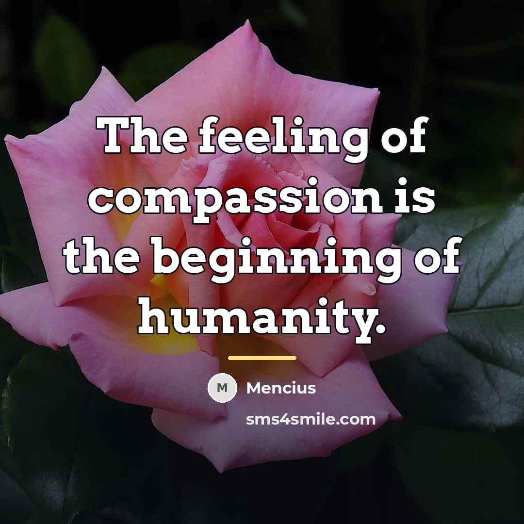 “The feeling of compassion is the beginning of humanity.…” quote by Mencius