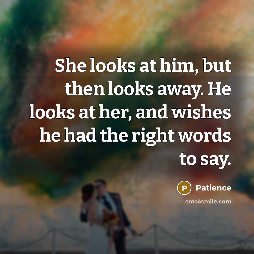“She looks at him, but then looks away. He looks…” quote by Patience