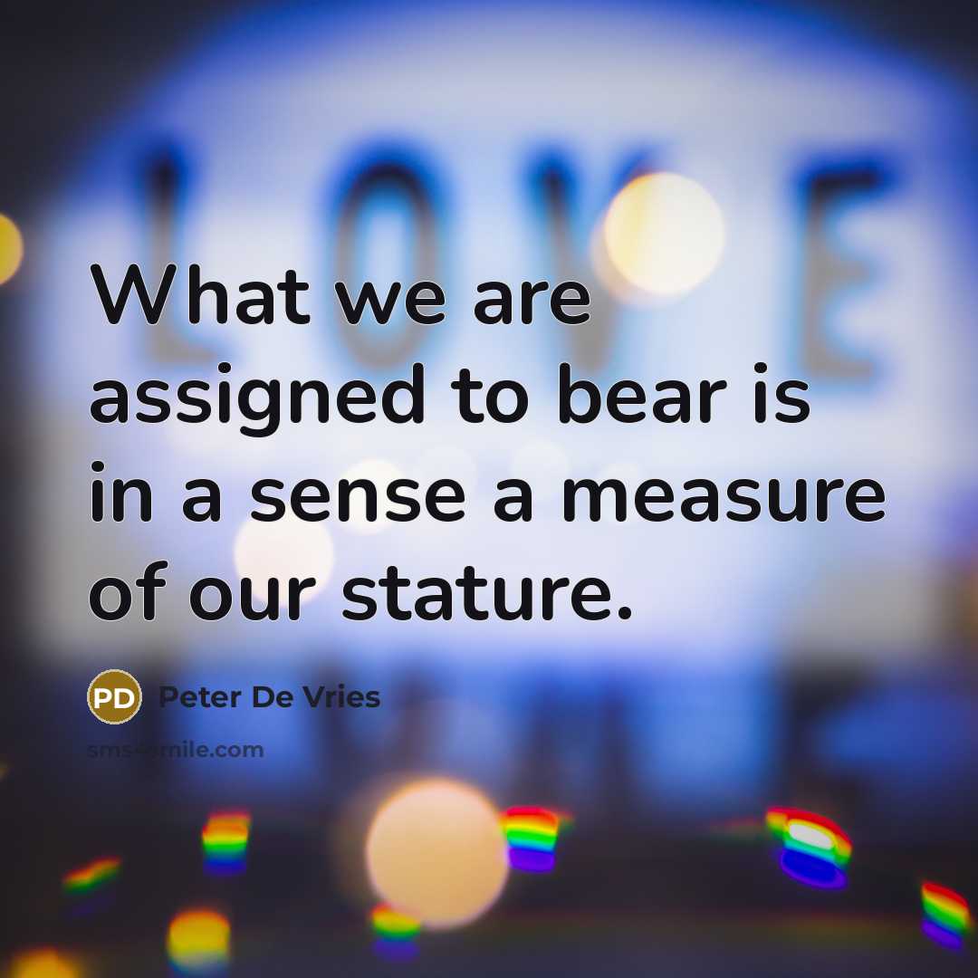 “What we are assigned to bear is in a sense…” quote by Peter De Vries