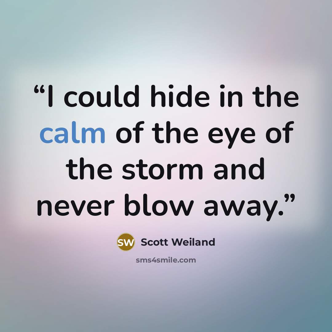“I could hide in the calm of the eye of the storm and never blow away.” quote by Scott Weiland