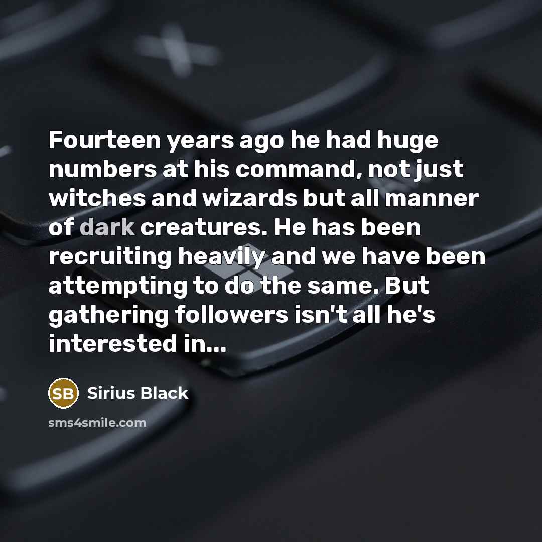 “Fourteen years ago he had huge numbers at his command,…” quote by Sirius Black