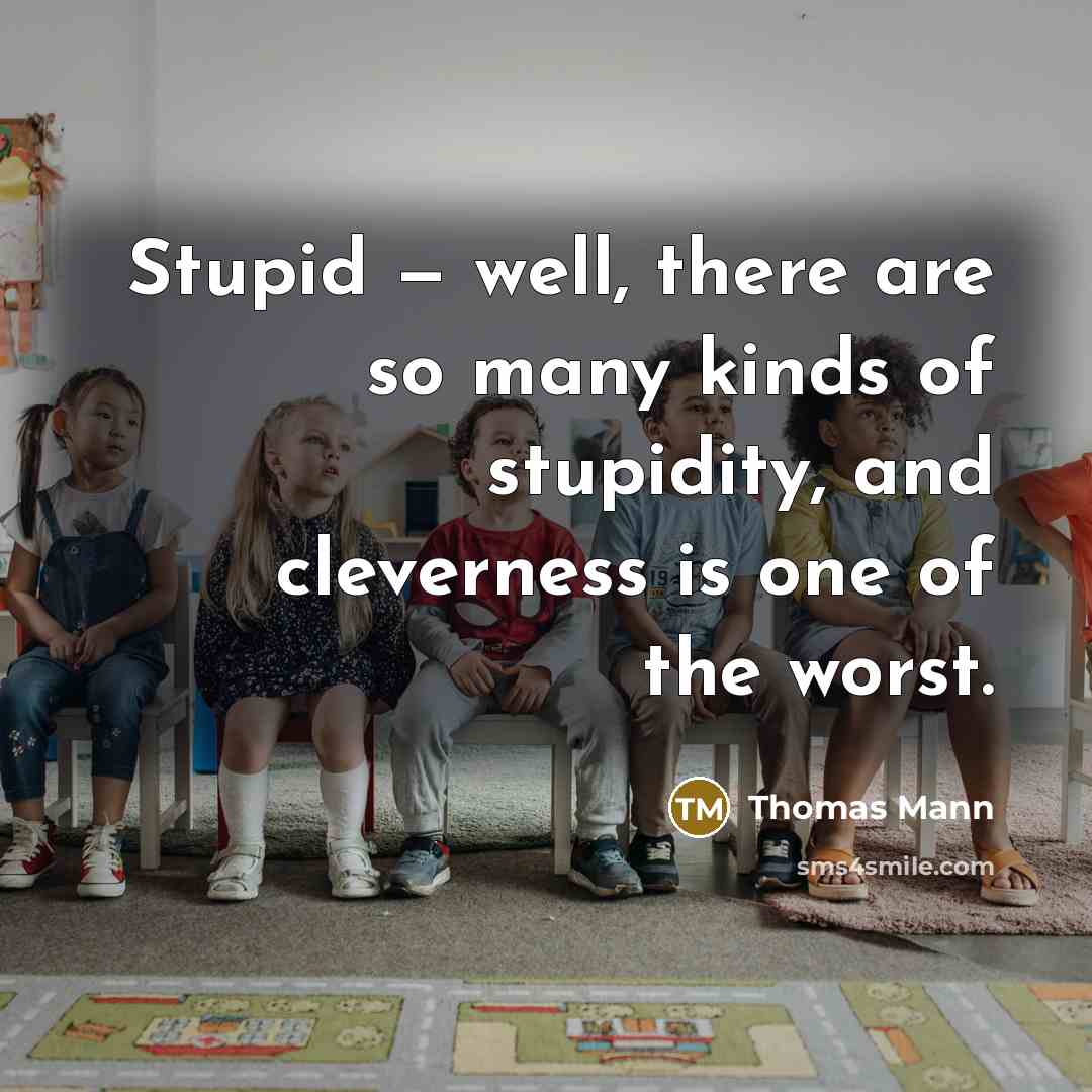 “Stupid — well, there are so many kinds of stupidity,…” quote by Thomas Mann