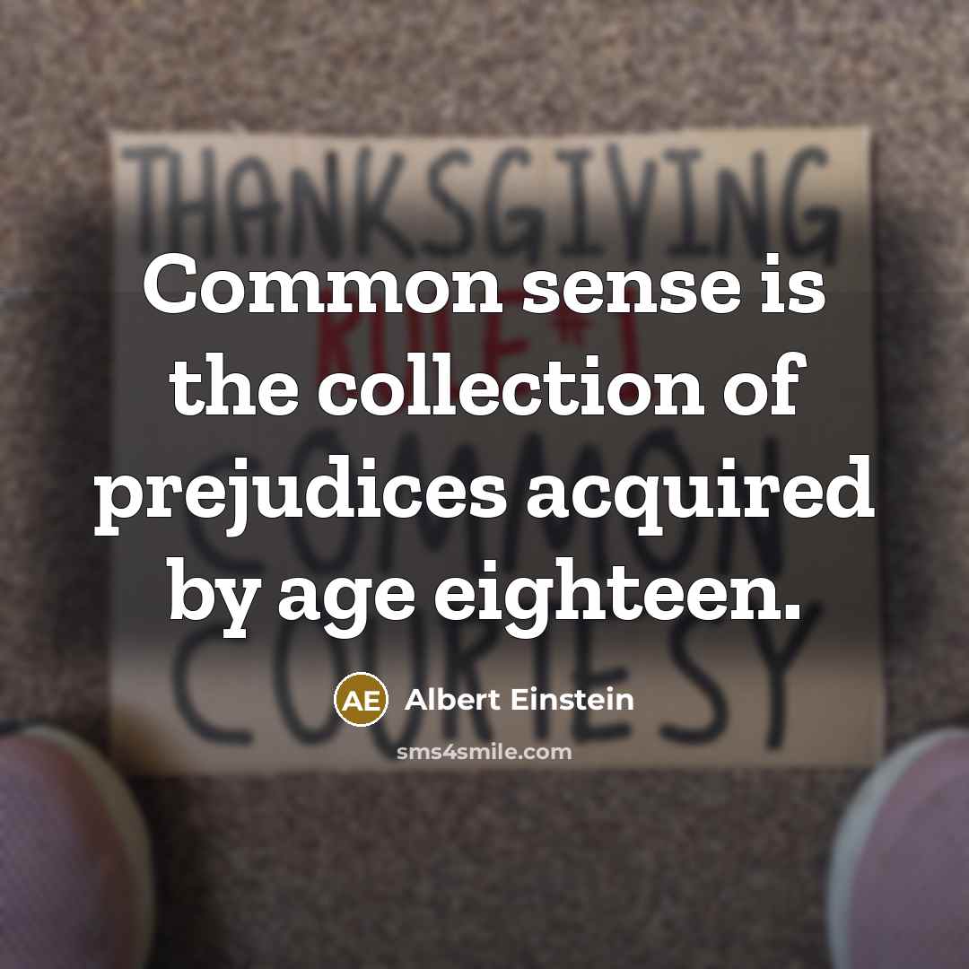 “Common sense is the collection of prejudices acquired by age…” quote by Albert Einstein