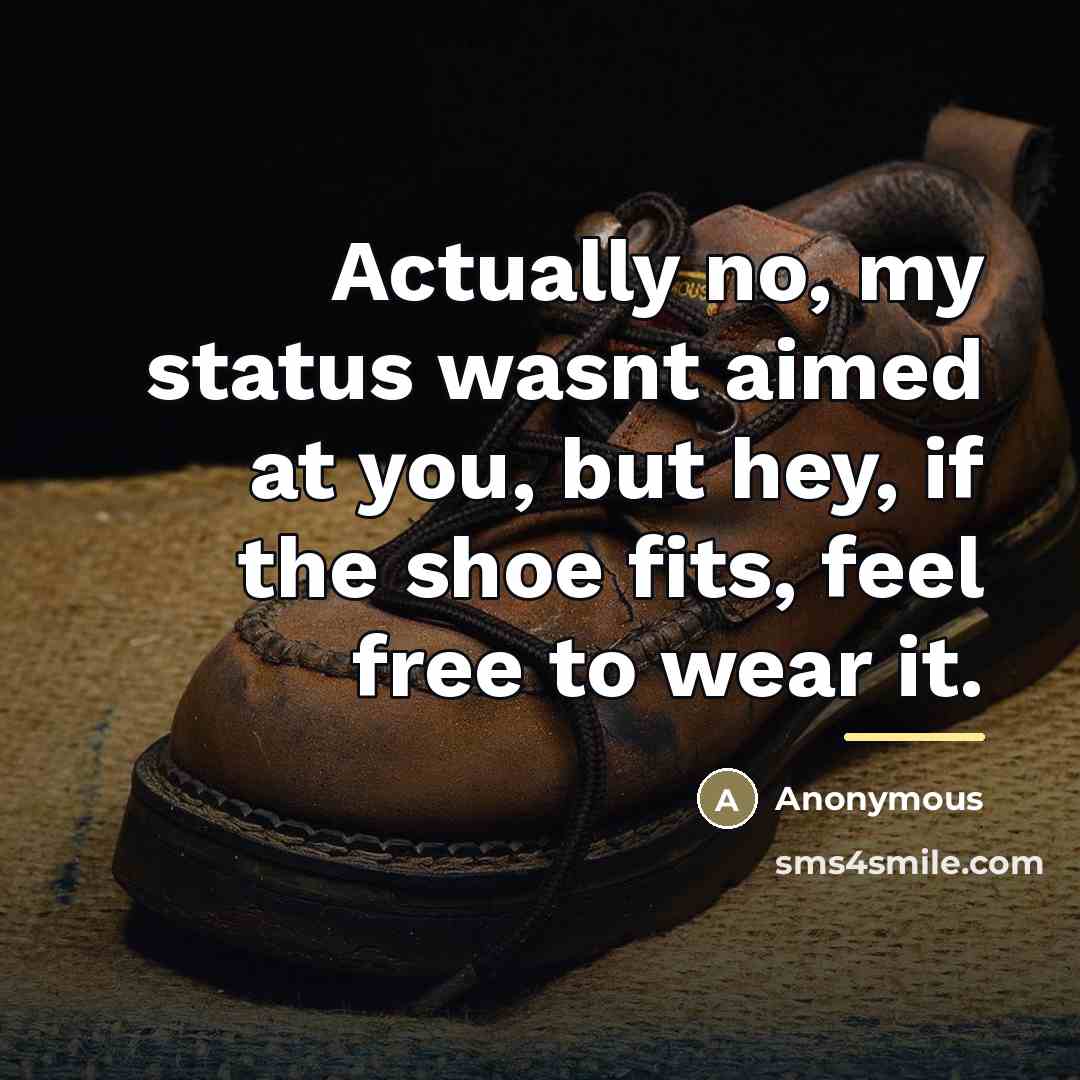 “Actually no, my status wasnt aimed at you, but hey,…” quote by Anonymous