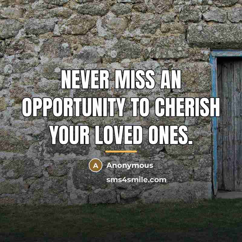 “Never miss an opportunity to cherish your loved ones.…” quote by Anonymous