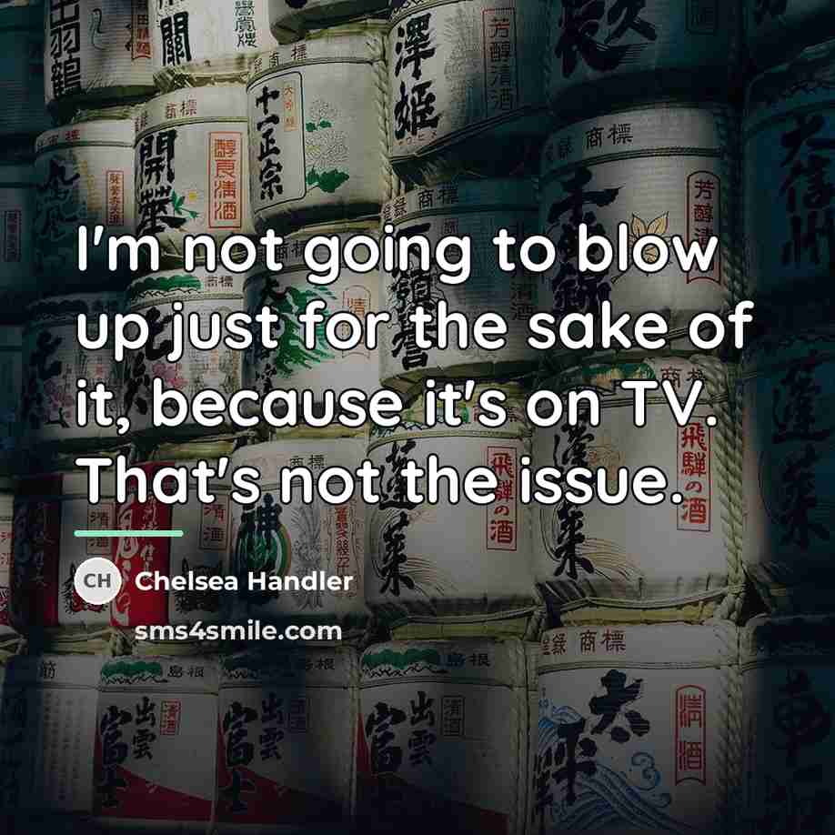 “I'm not going to blow up just for the sake…” quote by Chelsea Handler
