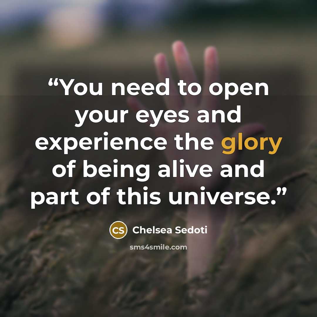 “You need to open your eyes and experience the glory of being alive and part of this universe.” quote by Chelsea Sedoti