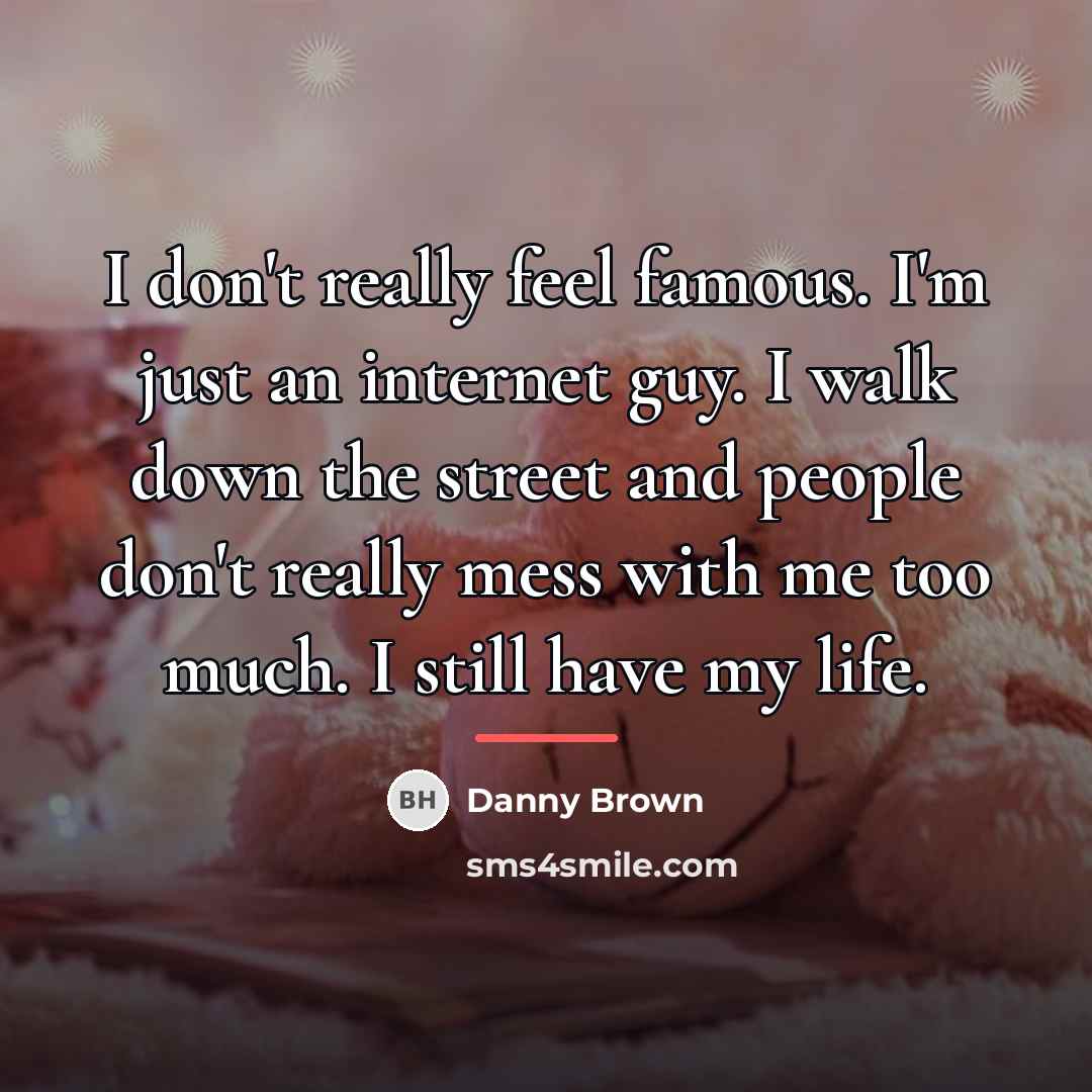 “I don't really feel famous. I'm just an internet guy.…” quote by Danny Brown