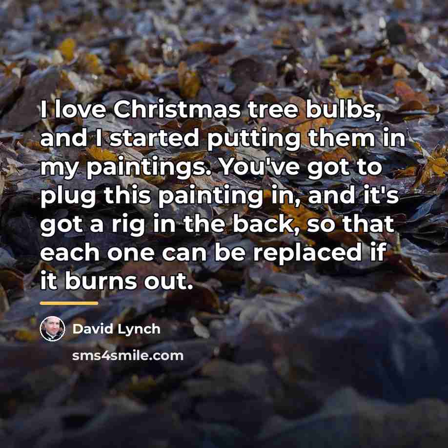 “I love Christmas tree bulbs, and I started putting them…” quote by David Lynch