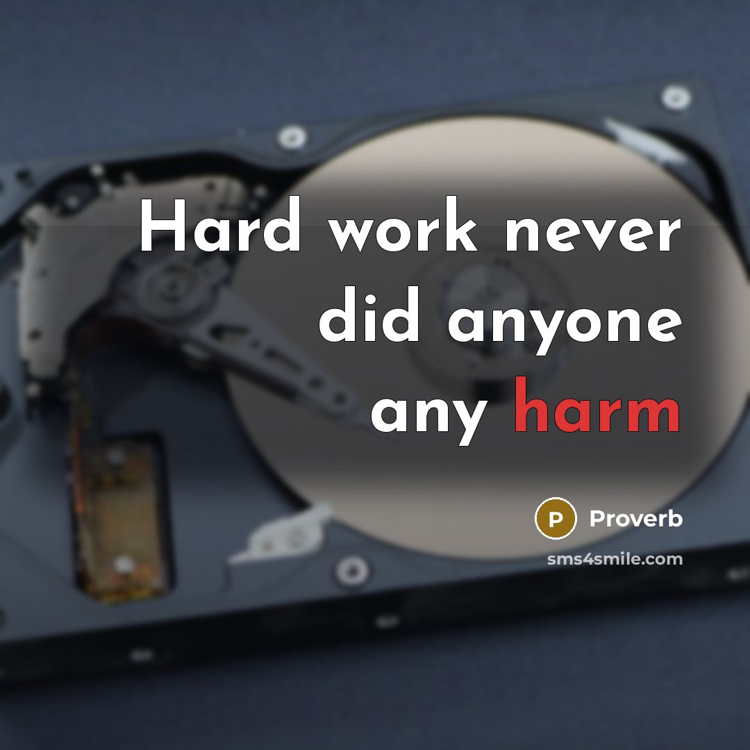 “Hard work never did anyone any harm” quote by Proverb