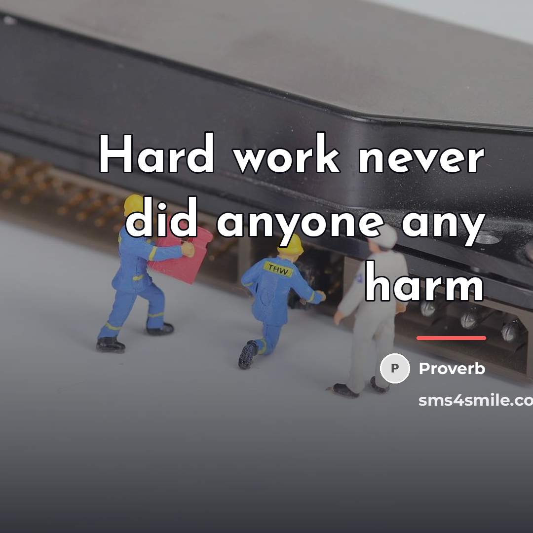 “Hard work never did anyone any harm…” quote by Proverb