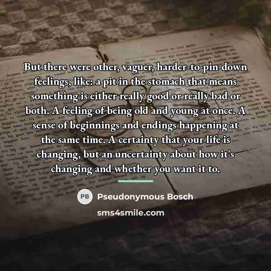 “But there were other, vaguer, harder-to-pin-down feelings, like: a pit…” quote by Pseudonymous Bosch