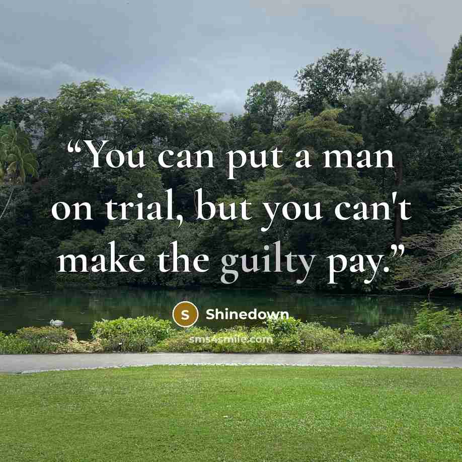 “You can put a man on trial, but you can't make the guilty pay.” quote by Shinedown