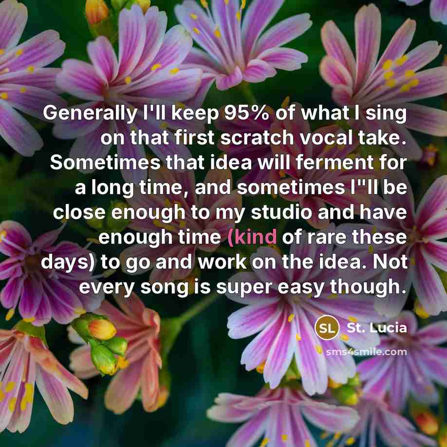 “Generally I'll keep 95% of what I sing on that…” quote by St. Lucia