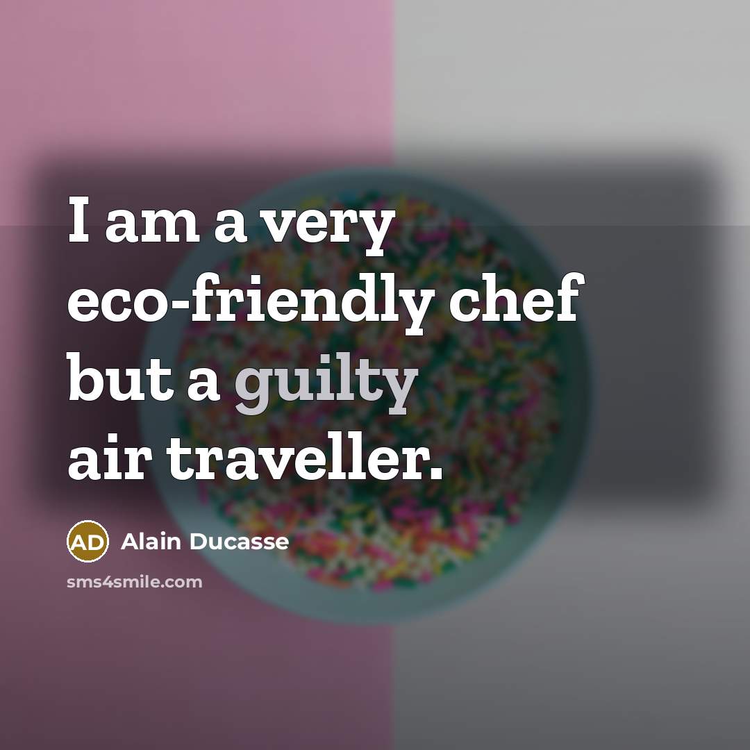 “I am a very eco-friendly chef but a guilty air…” quote by Alain Ducasse