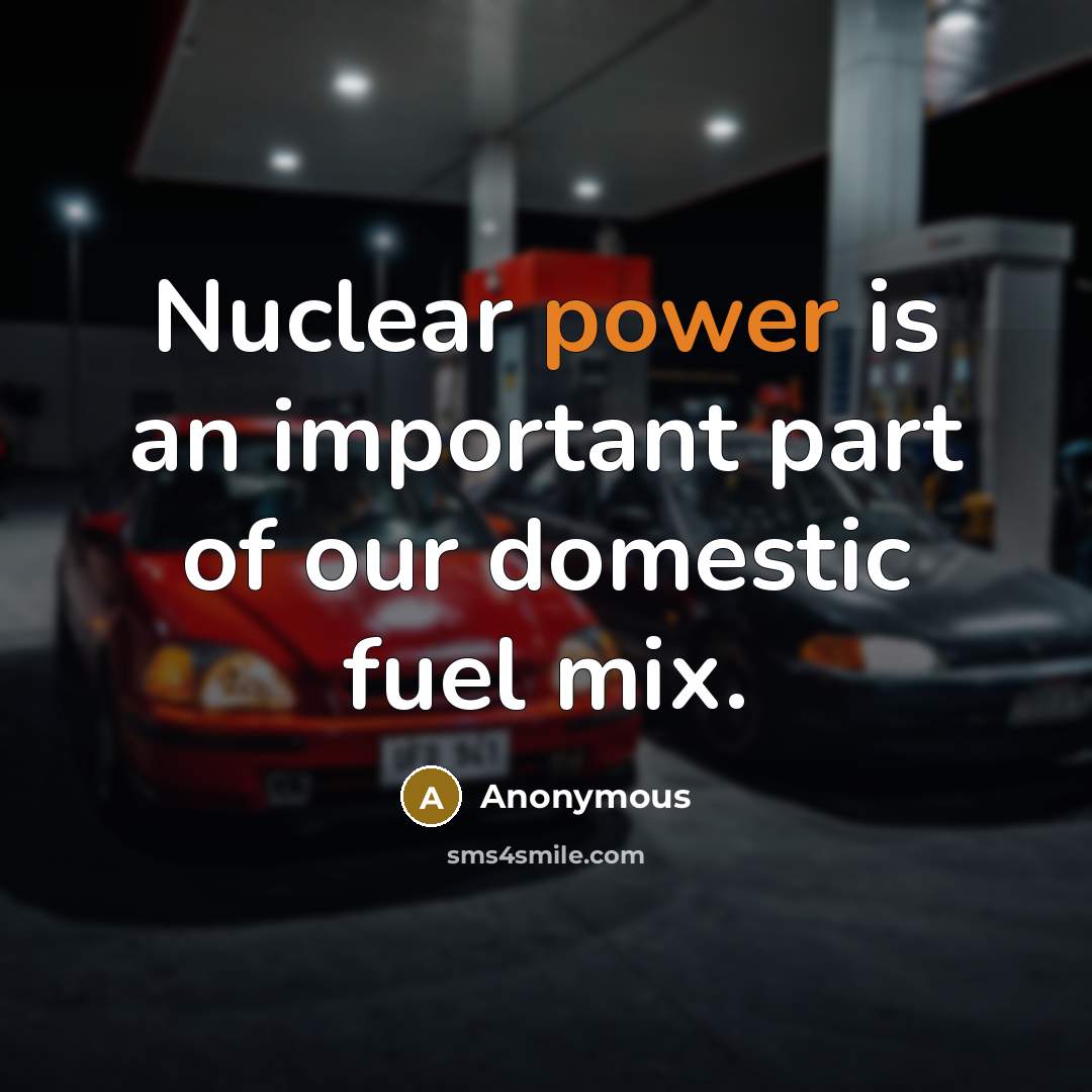 “Nuclear power is an important part of our domestic fuel…” quote by Anonymous