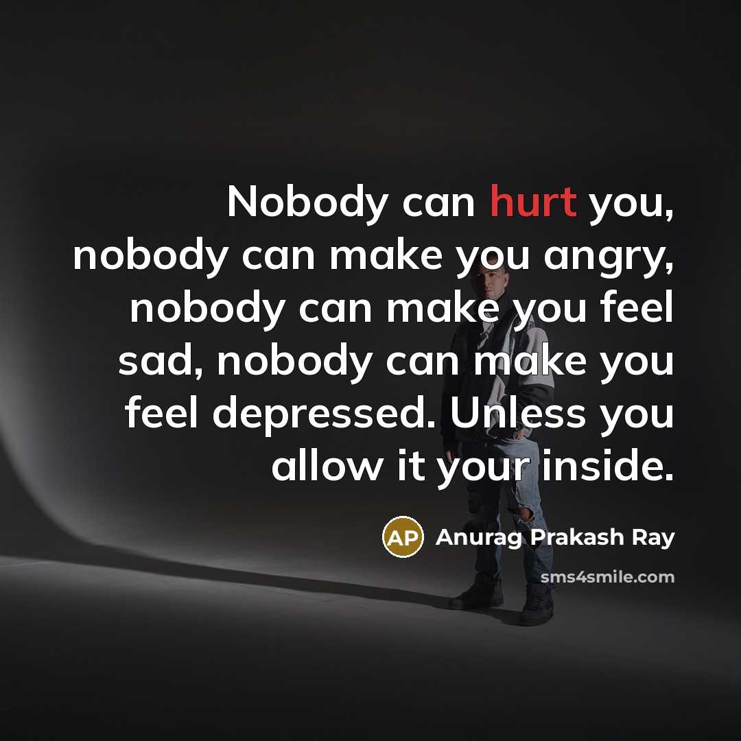 “Nobody can hurt you, nobody can make you angry, nobody…” quote by Anurag Prakash Ray