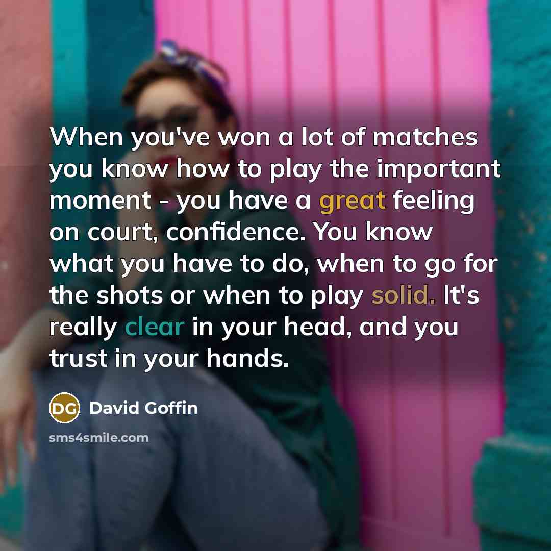 “When you've won a lot of matches you know how…” quote by David Goffin