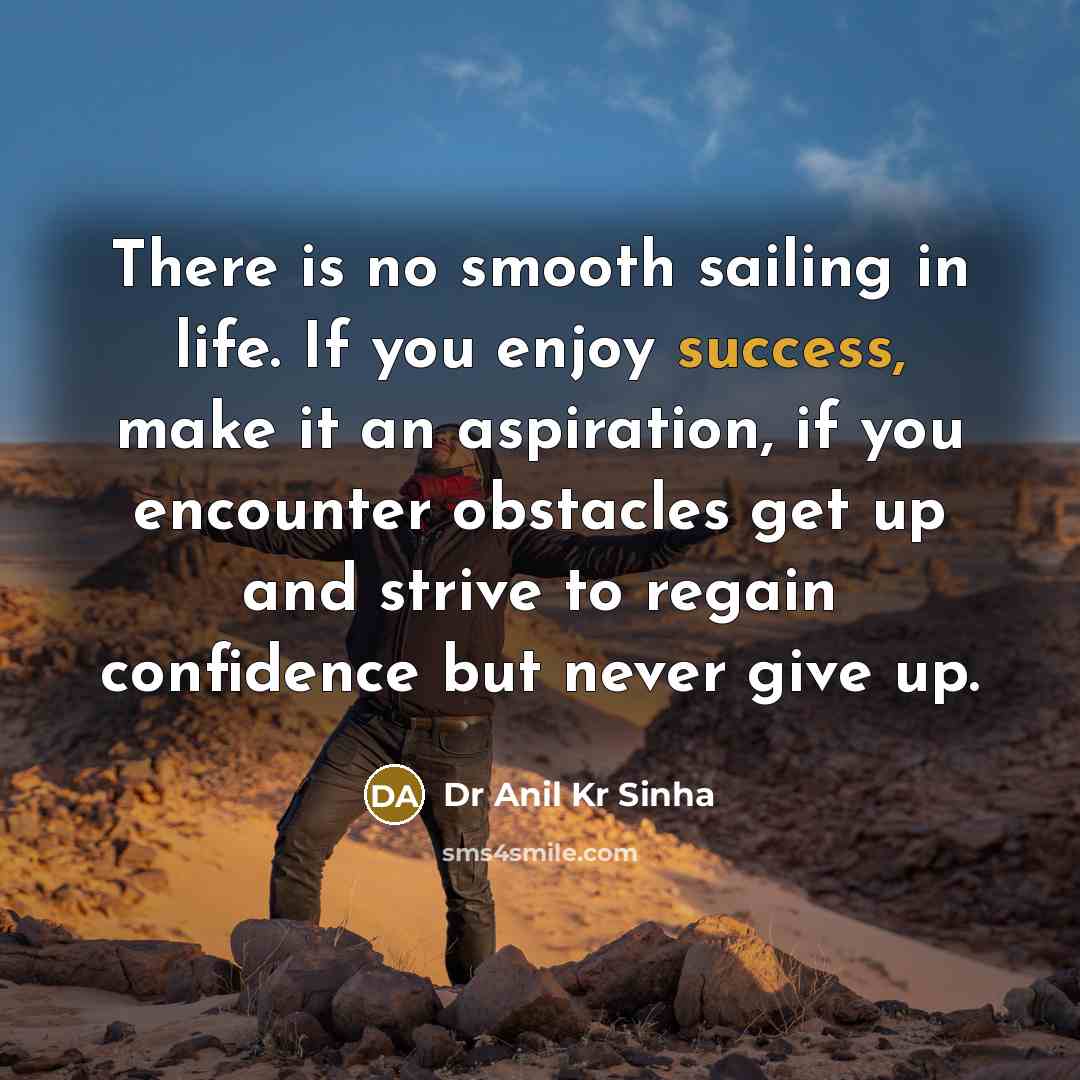 “There is no smooth sailing in life. If you enjoy…” quote by Dr Anil Kr Sinha
