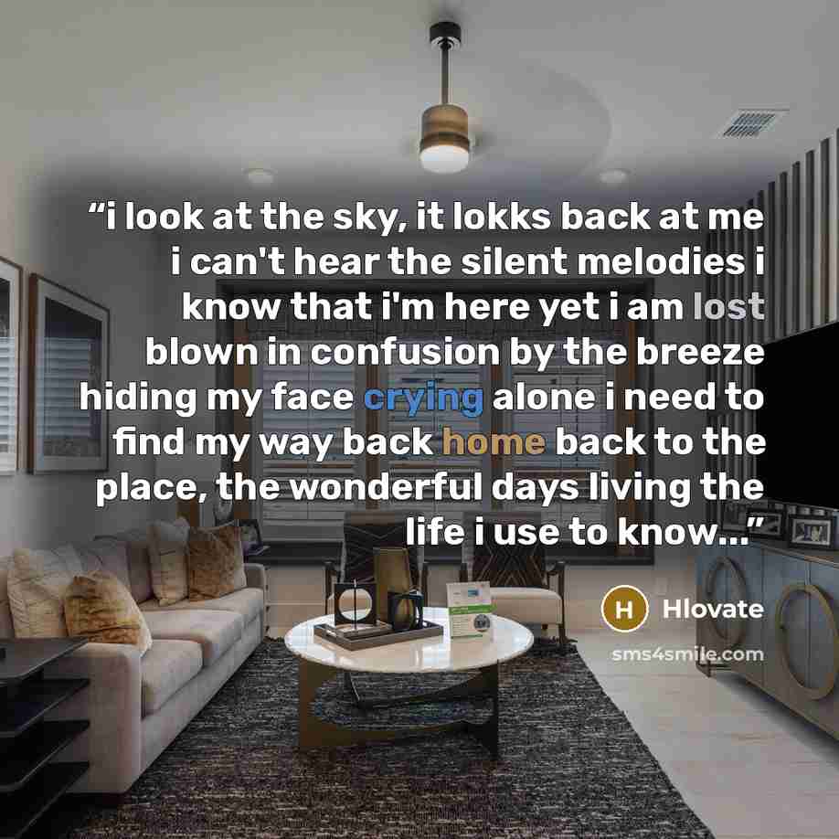 “i look at the sky, it lokks back at me i can't hear the silent melodies i know that i'm here yet i am lost blown in confusion by the breeze hiding my face crying alone i need to find my way back home back to the place, the wonderful days living the life i use to know...” quote by HLOVATE