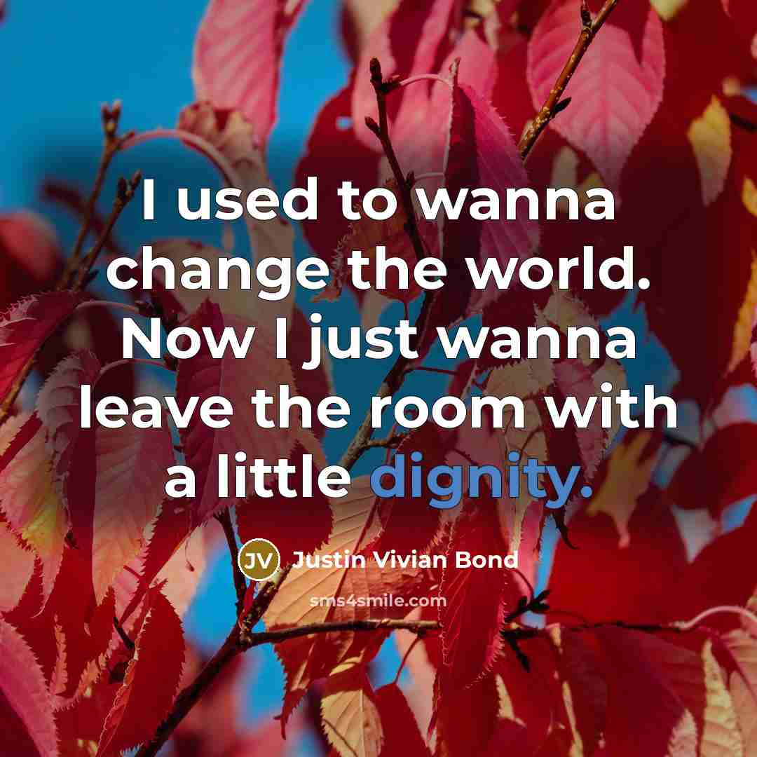 “I used to wanna change the world. Now I just…” quote by Justin Vivian Bond