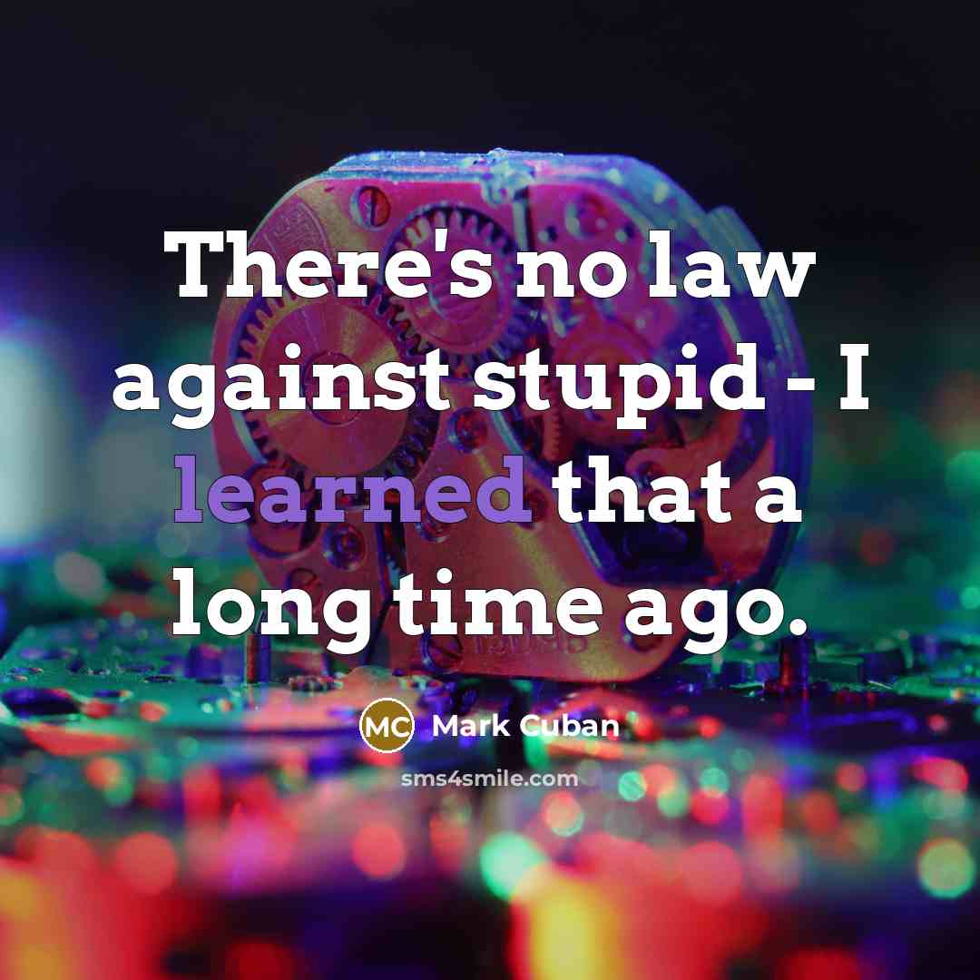 “There's no law against stupid - I learned that a…” quote by Mark Cuban