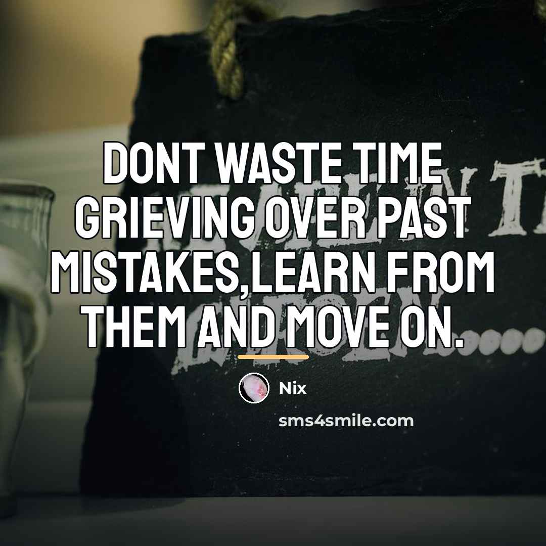 “Dont waste time grieving over past mistakes,learn from them and…” quote by Nix
