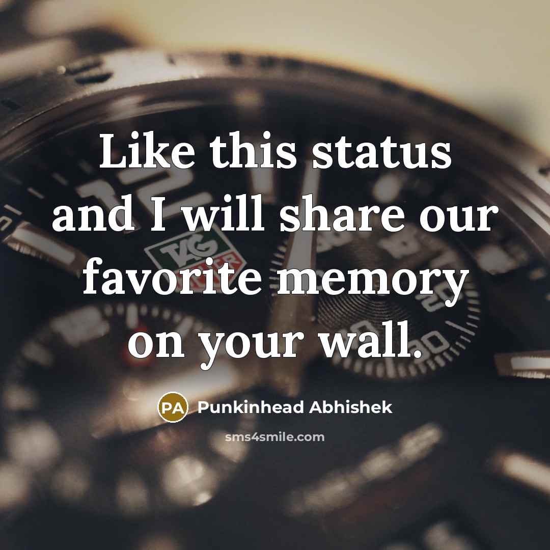 “Like this status and I will share our favorite memory…” quote by Punkinhead Abhishek