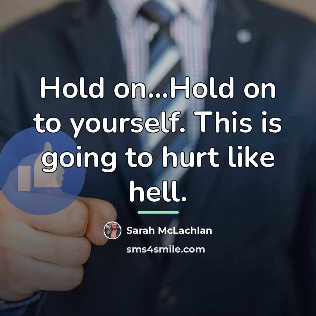 “Hold on...Hold on to yourself. This is going to hurt…” quote by Sarah McLachlan