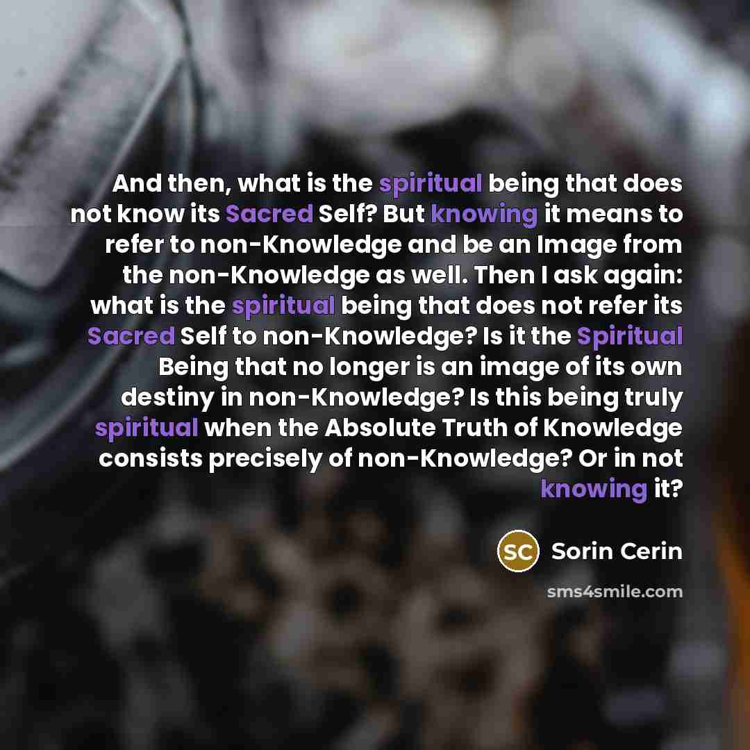 “And then, what is the spiritual being that does not…” quote by Sorin Cerin