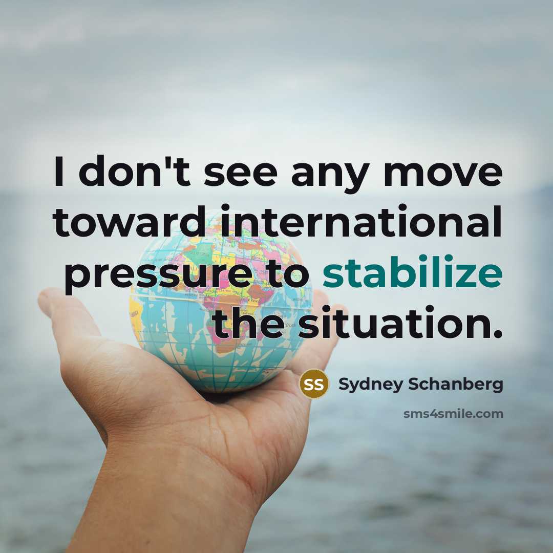 “I don't see any move toward international pressure to stabilize…” quote by Sydney Schanberg
