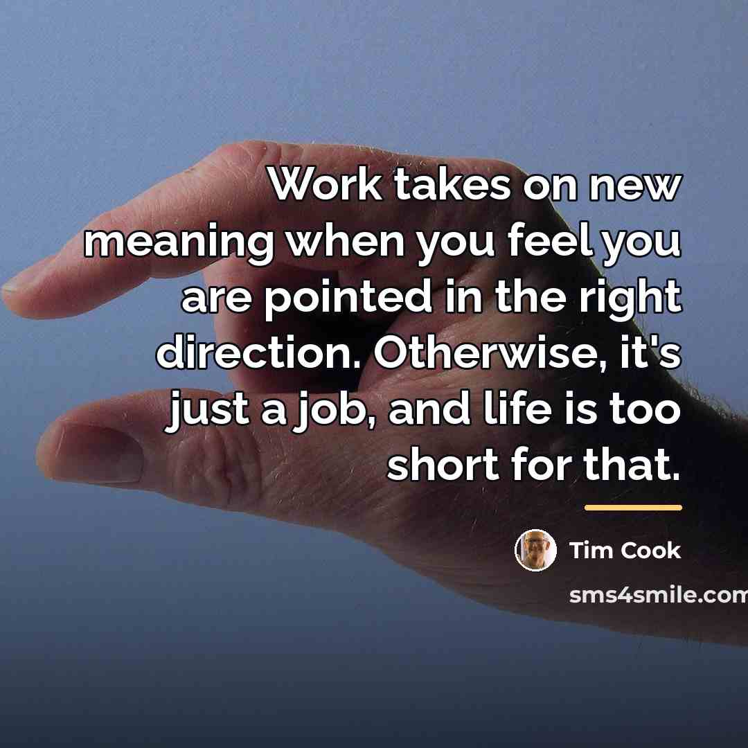 “Work takes on new meaning when you feel you are…” quote by Tim Cook