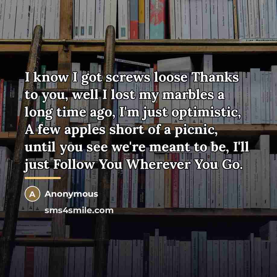 “I know I got screws loose Thanks to you, well…” quote by Anonymous