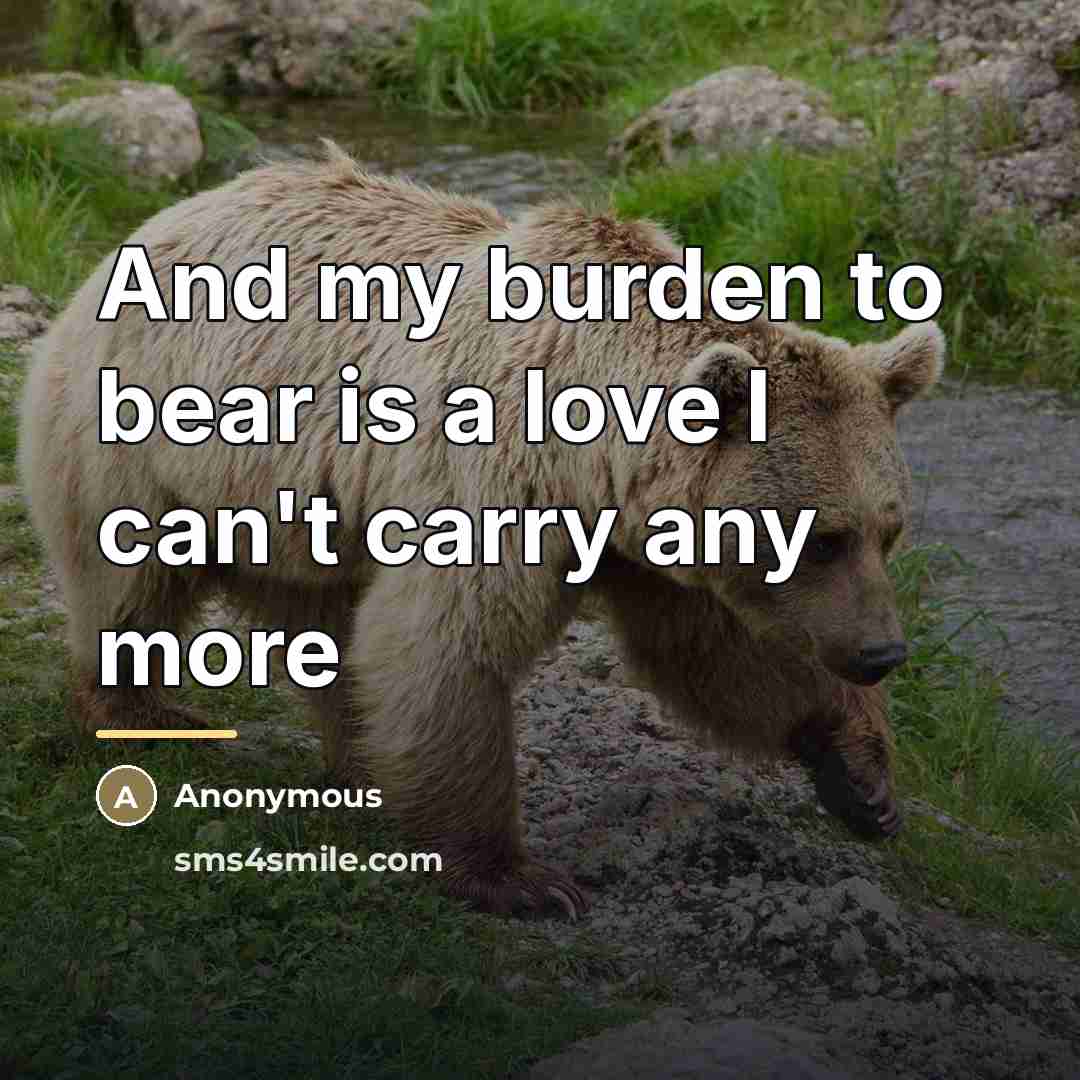 “And my burden to bear is a love I can't…” quote by Anonymous