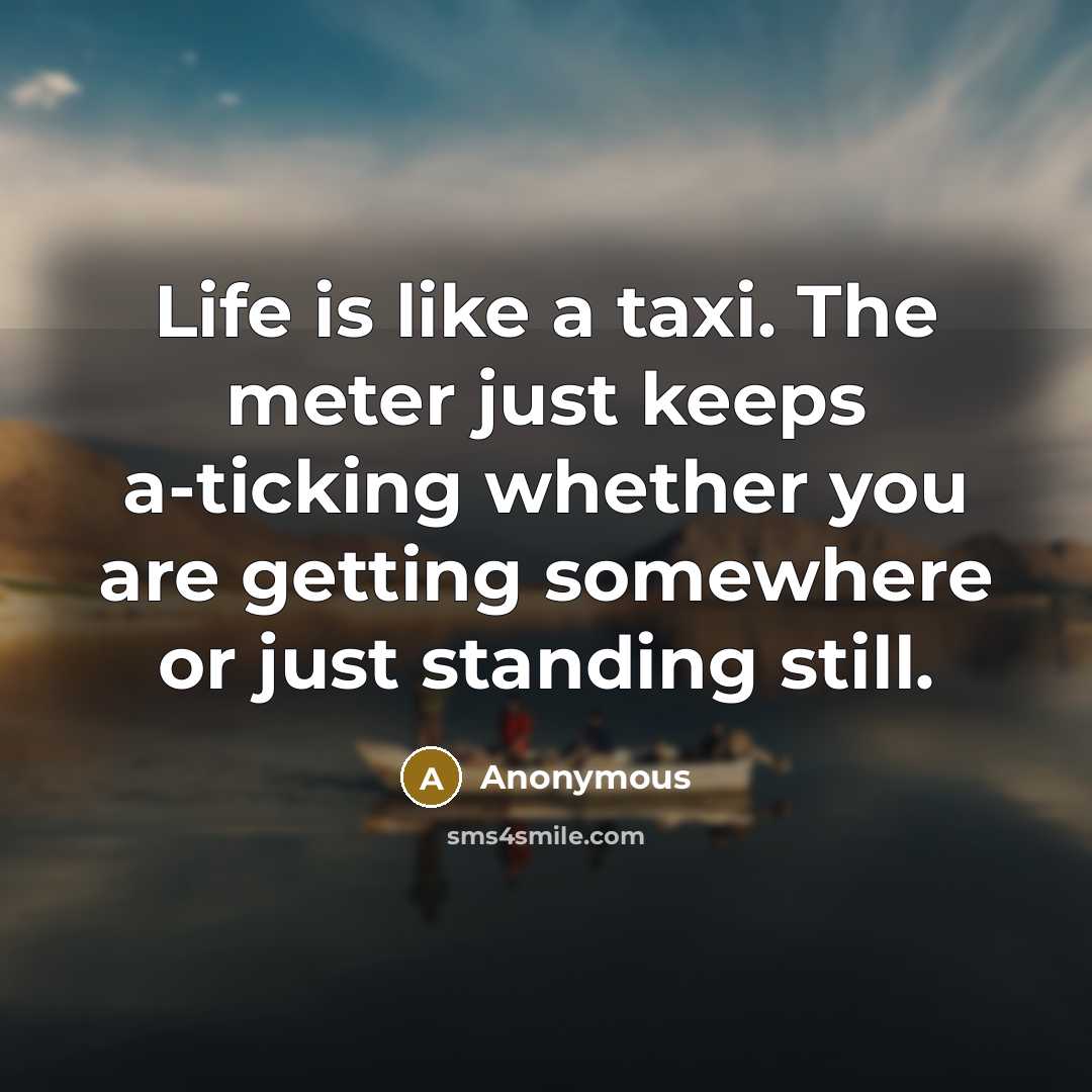 “Life is like a taxi. The meter just keeps a-ticking…” quote by Anonymous