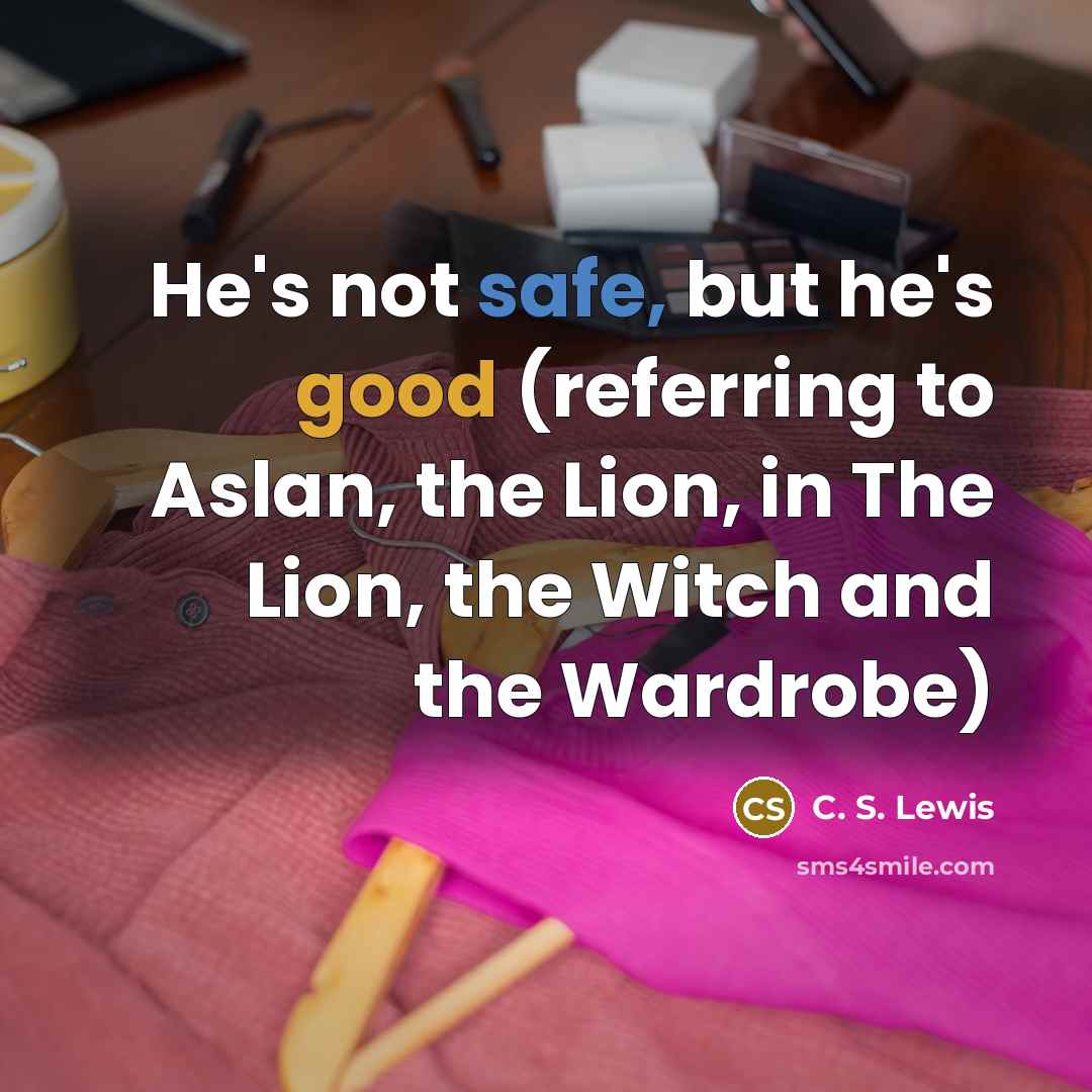 “He's not safe, but he's good (referring to Aslan, the…” quote by C. S. Lewis