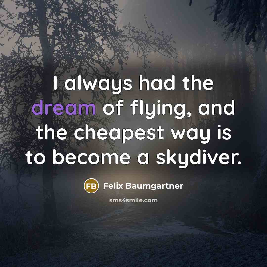 “I always had the dream of flying, and the cheapest…” quote by Felix Baumgartner