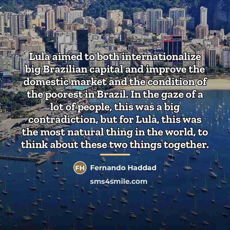 “Lula aimed to both internationalize big Brazilian capital and improve…” quote by Fernando Haddad